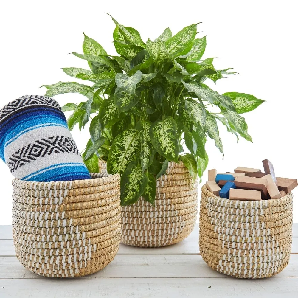 14" Small Grass Ribbon Planter Shelf Basket