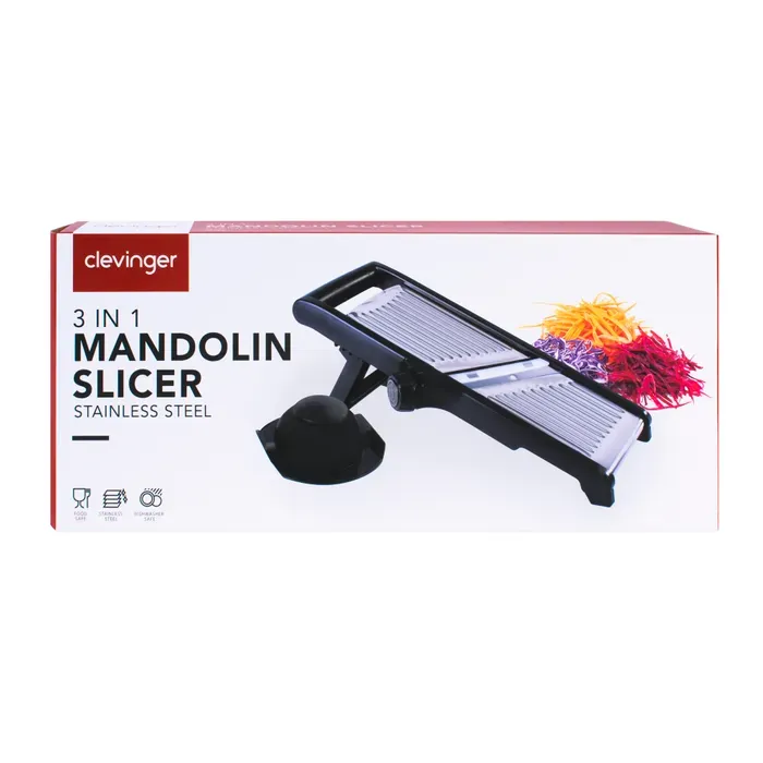 3-in-1 Mandolin Slicer | Stainless Steel Blade, Bowl Fit | Multi-Purpose