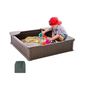 4 Corner Seating And Bottom Liner Square Sand Box With Cover