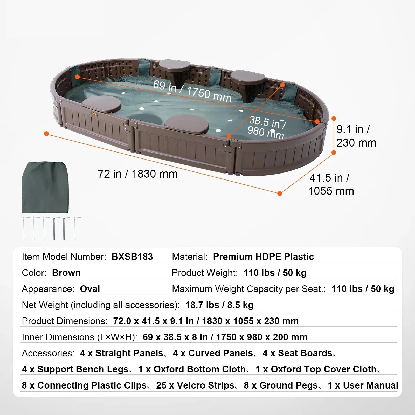 4 Corner Seating And Bottom Liner Square Sand Box With Cover