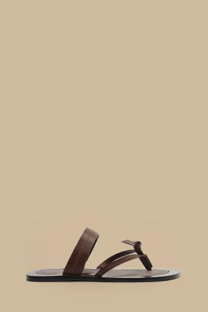 Coffee Tie Flat Sandal