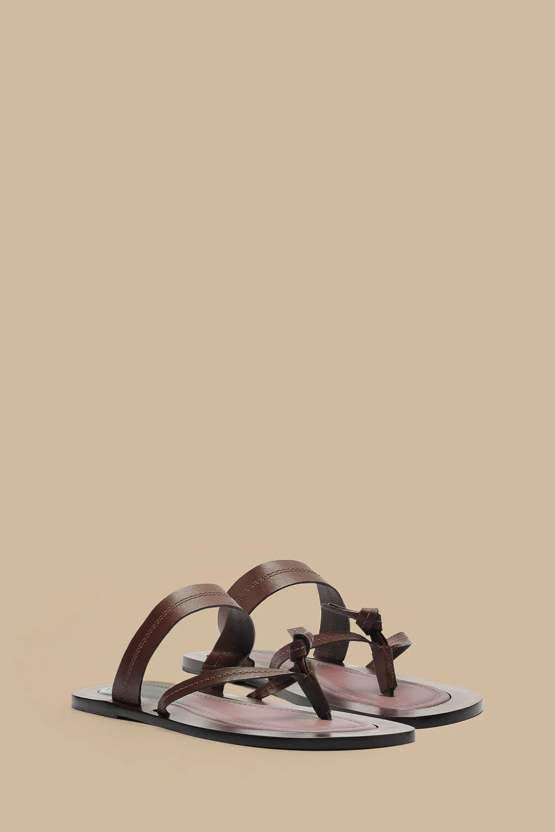 Coffee Tie Flat Sandal
