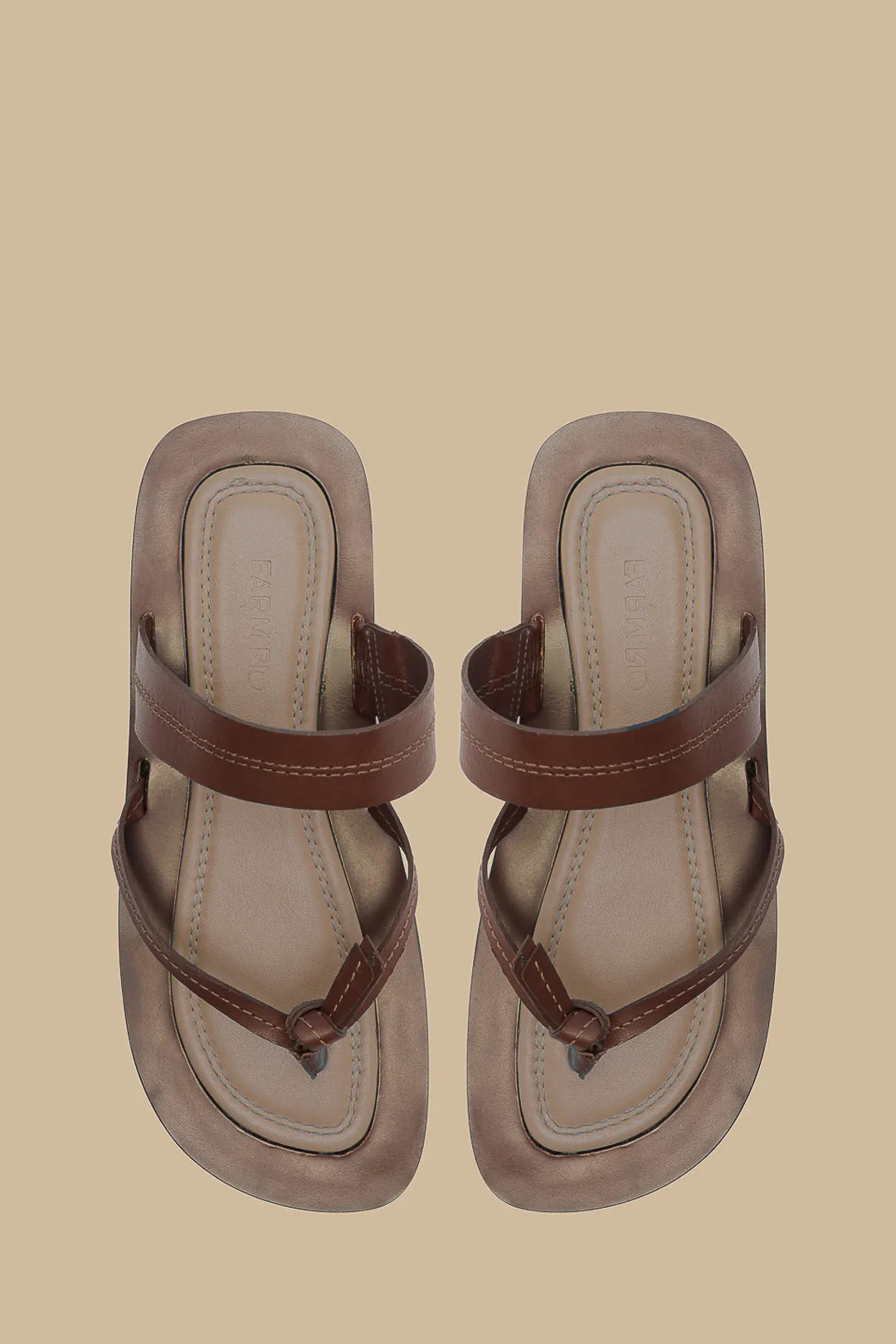 Coffee Tie Flat Sandal