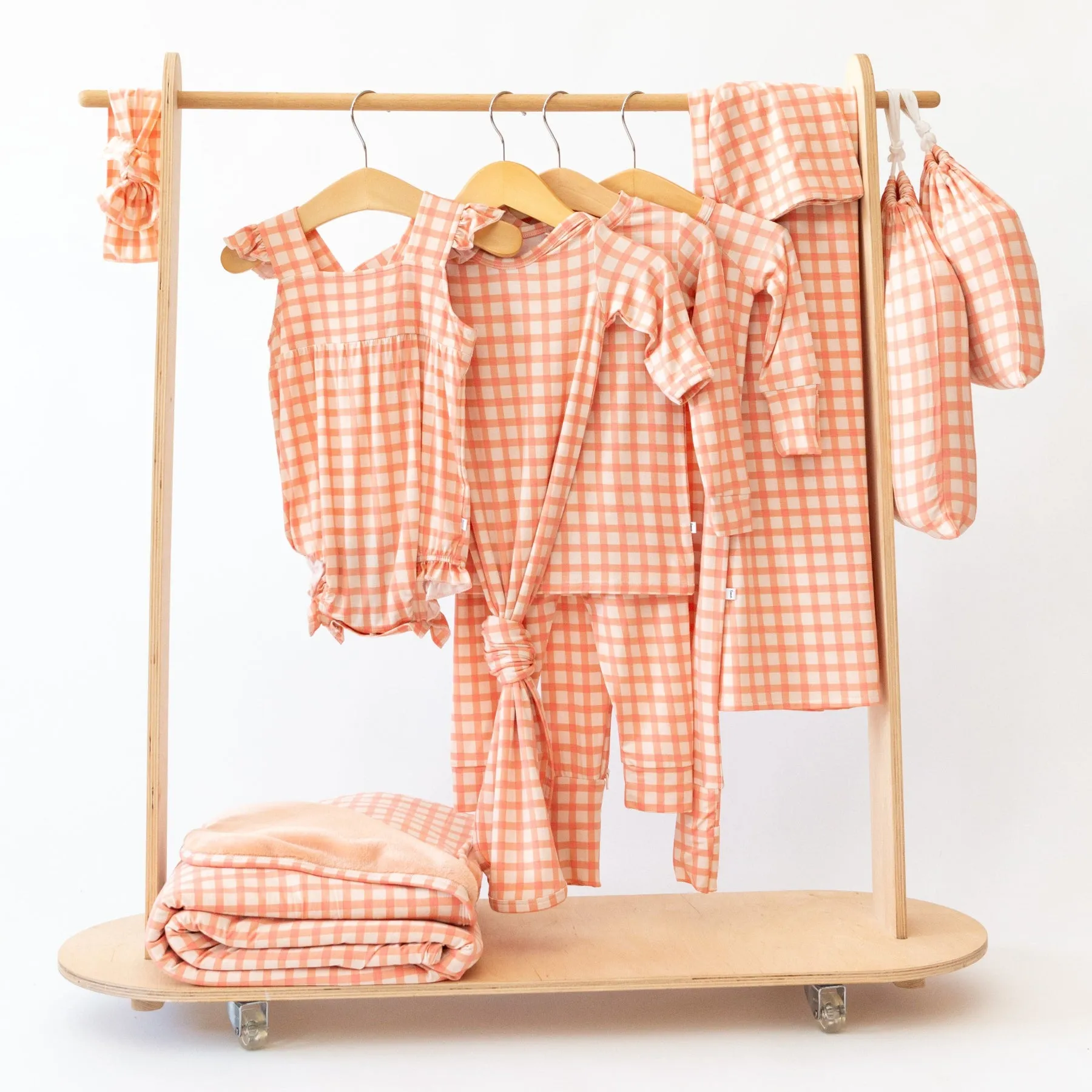 Coral Gingham Youth Blanket