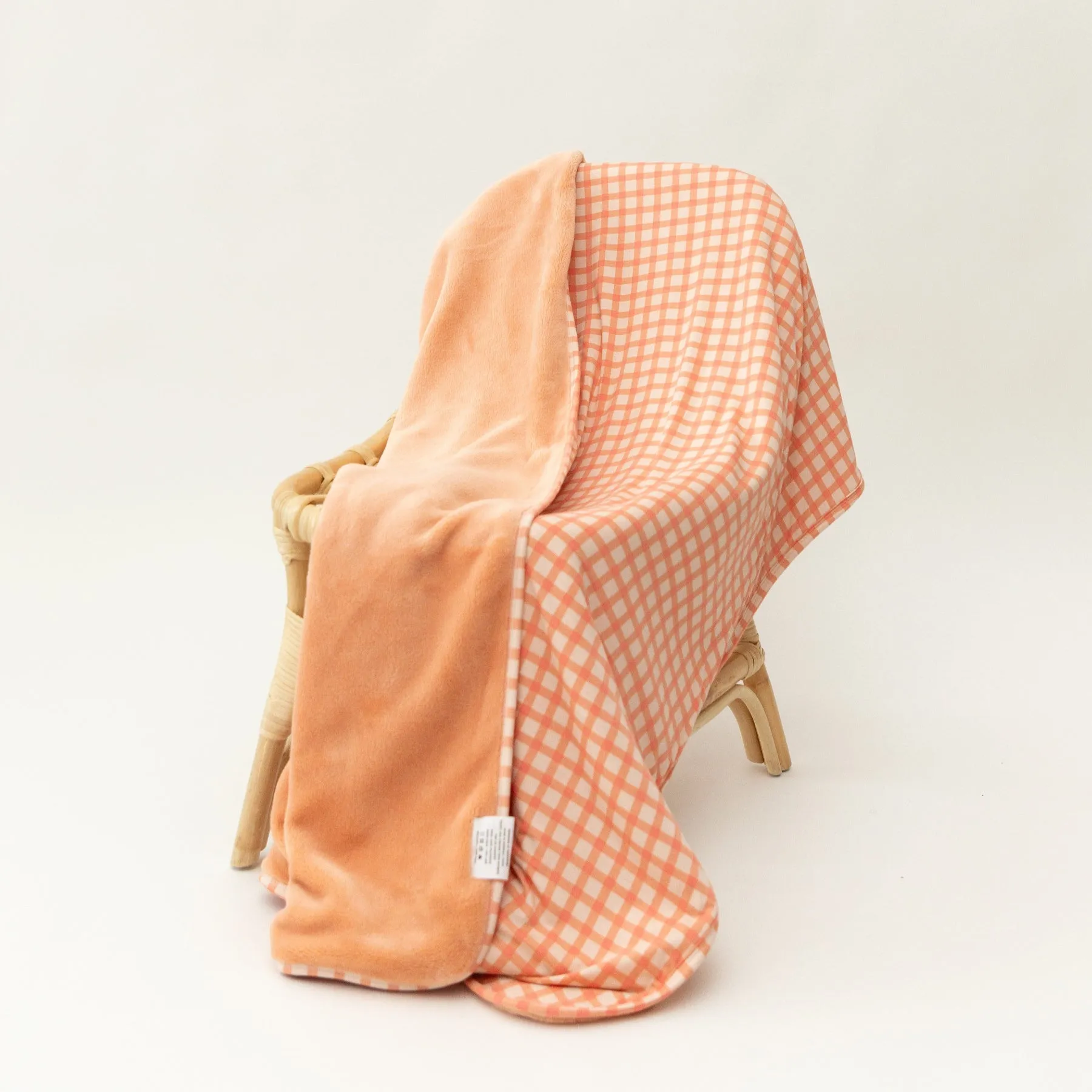 Coral Gingham Youth Blanket