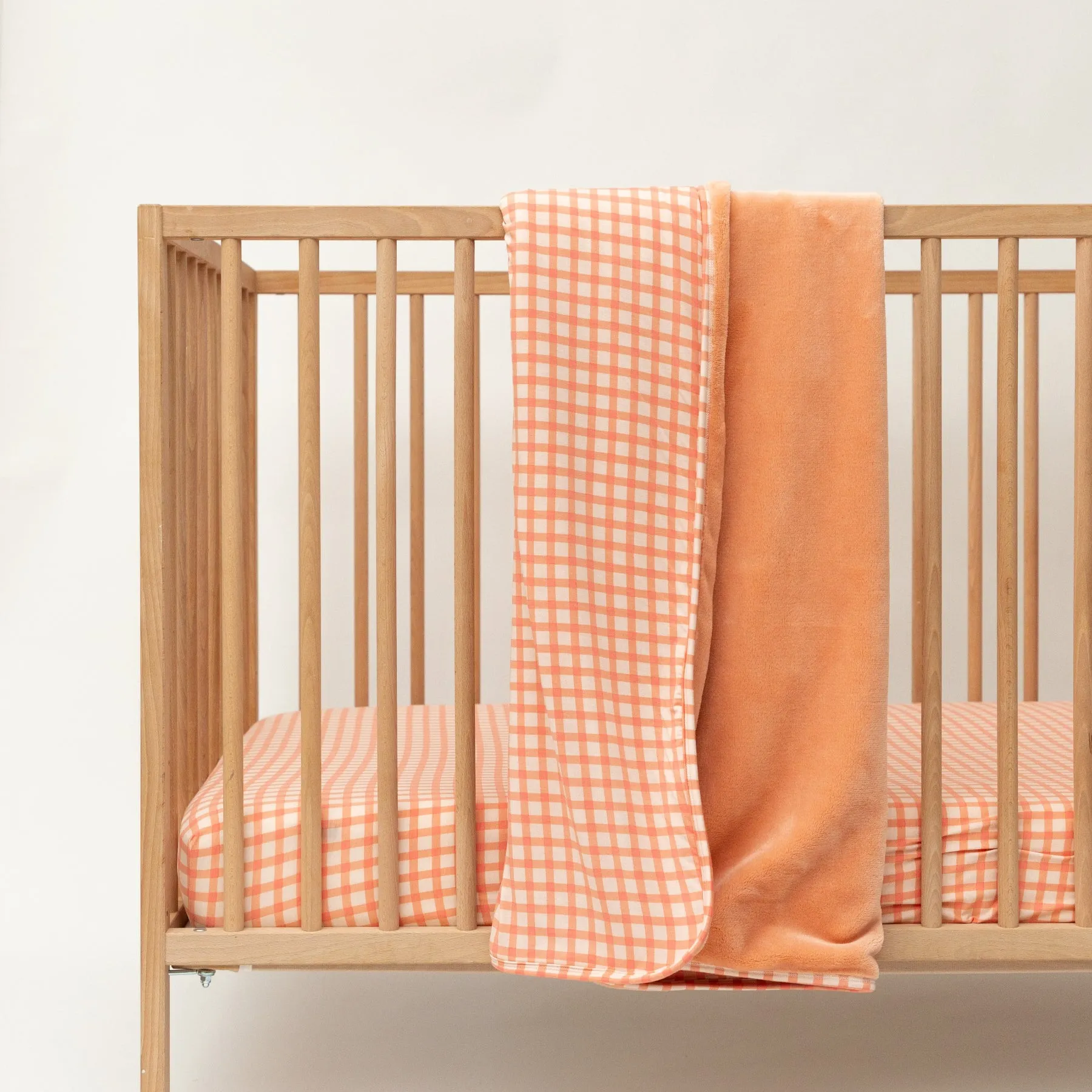 Coral Gingham Youth Blanket