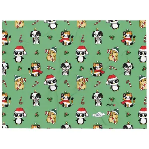 Cozy Holiday Throw Blanket  with Adorable Pets in Christmas Hats and Scarves