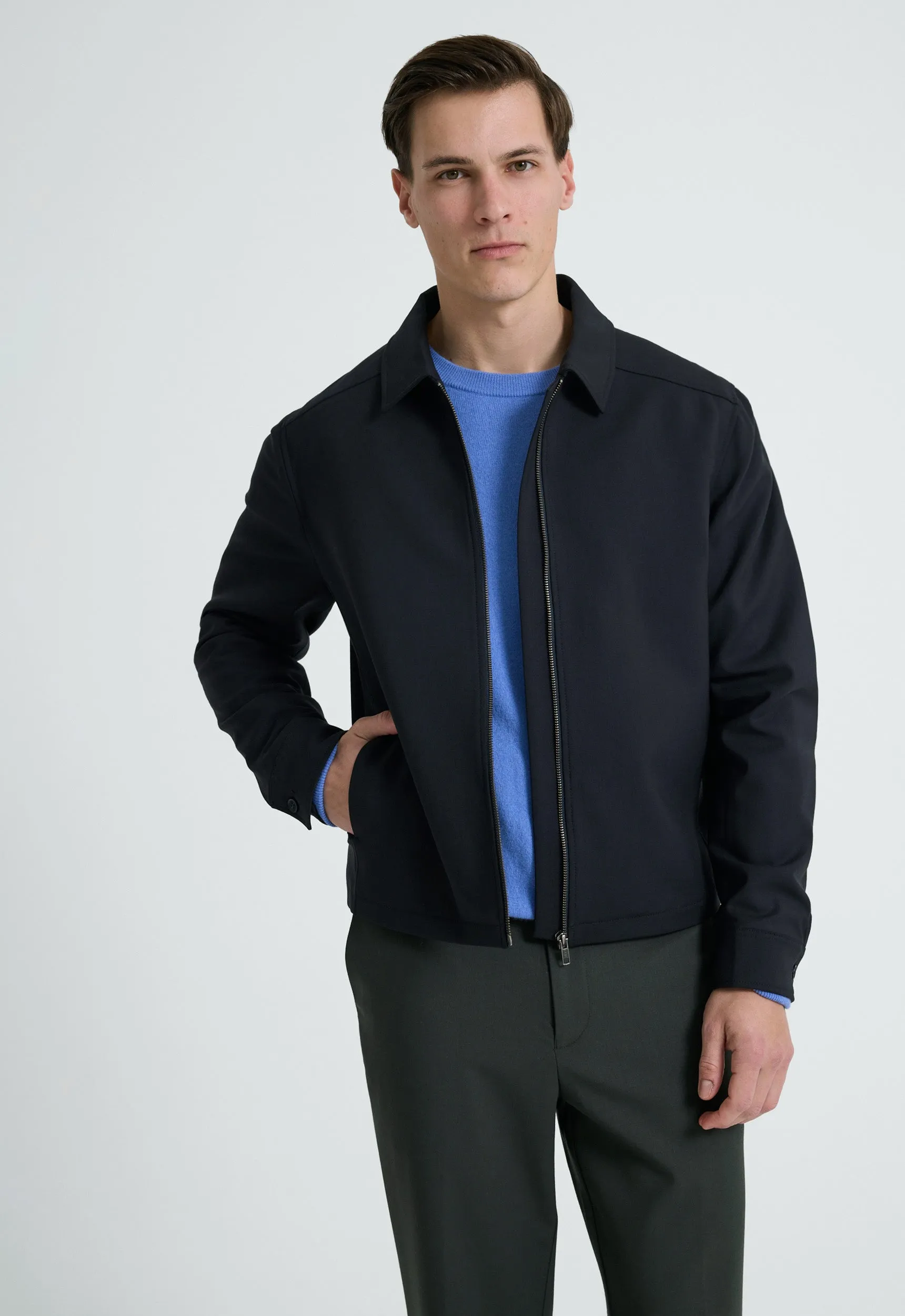 Davey Wool Jacket - Darkest Navy