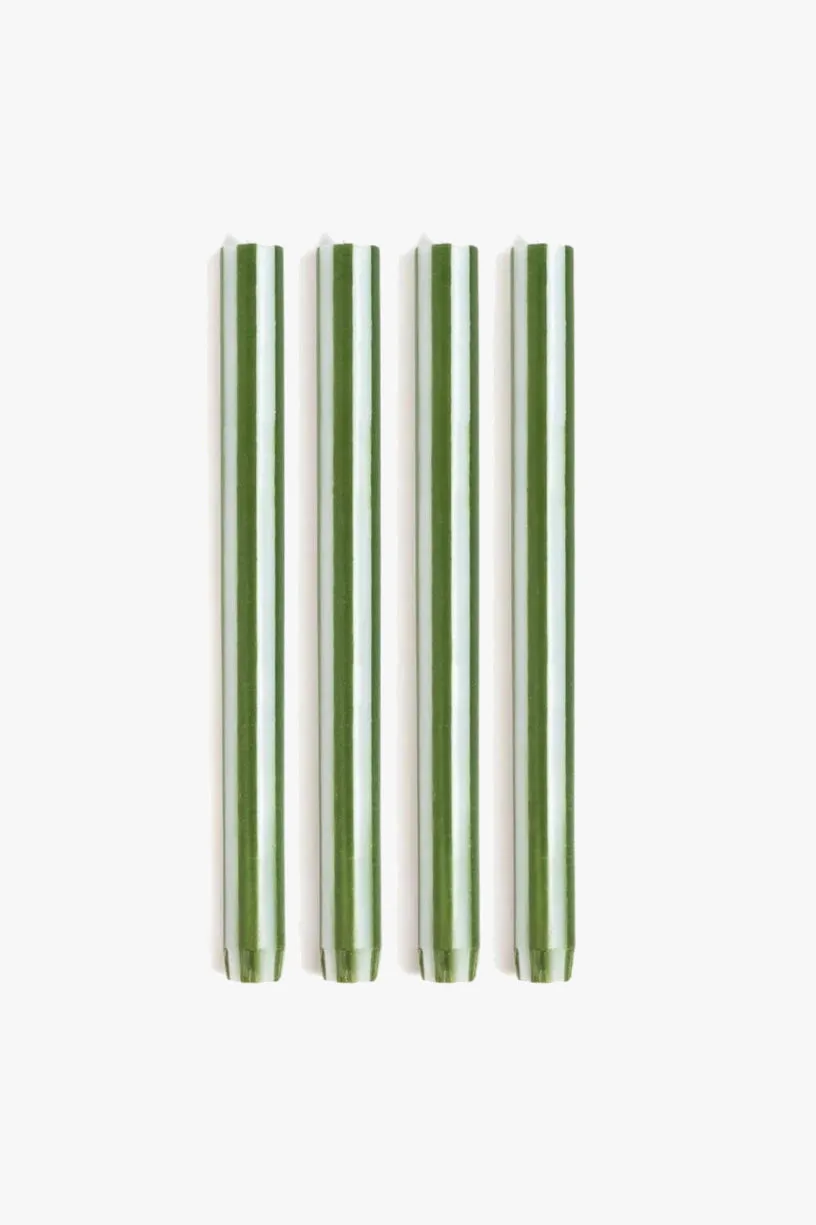 Dinner Candle Set Moss Green/ White