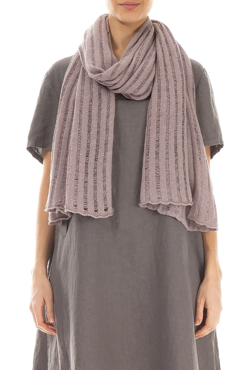 Drop Stitch Greige Linen Scarf