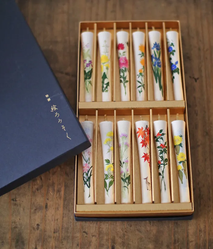 Floral Painted Candles 12 Month Set