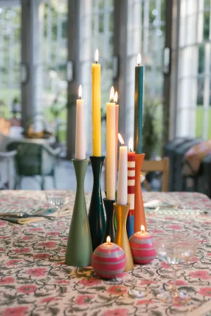 Medium Wooden Candleholder in Old Gold