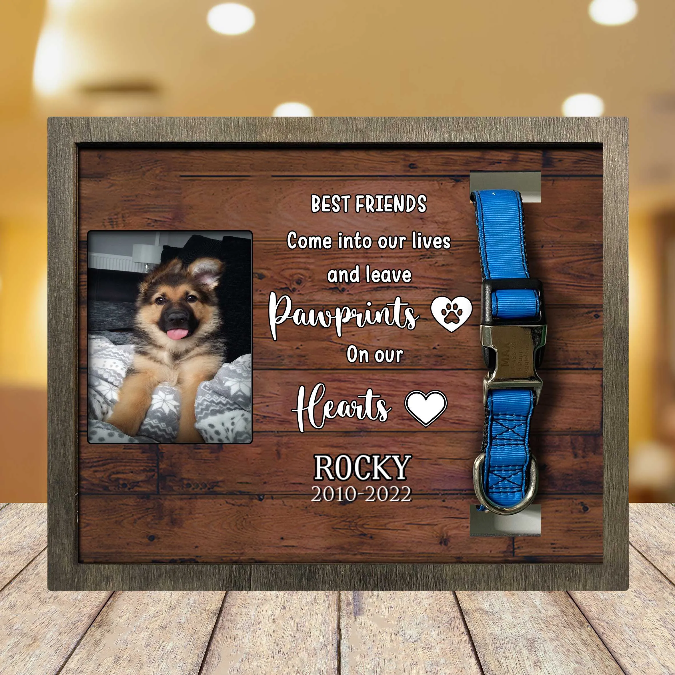 Pawprints On Our Hearts Picture Frame, Memorial Day Decorations For Dog Lovers